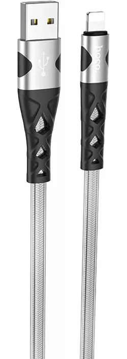 Кабель Hoco U105 Treasure Jelly USB-A - Lightning 12w 2.4a 1.2м cable Silver - фото 1