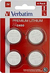 Батарейки Verbatim Premium CR2450 4шт (49535) - фото Батарейки Verbatim Premium CR2450 4шт (49535)