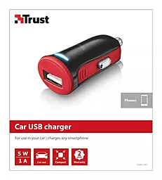 Автомобільний зарядний пристрій Trust 5W Car Charger 1A Red - мініатюра 5
