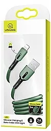 Кабель Usams U51 Silicone USB-A - Lightning 10w 1м cable Dark/Green - миниатюра 2 Кабель Usams U51 Silicone USB-A - Lightning 10w 1м cable Dark/Green - миниатюра 2