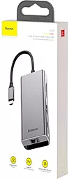 Мультипортовый USB Type-C хаб Baseus Square Desk USB-C Multifunctional Hub w/LAN Deep Gray (CATXF-0G) - миниатюра 4