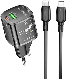 Сетевое зарядное устройство Borofone BN17 20w PD/QC USB-C/USB-A ports fast charger + USB-C to Lightning cable black - фото Сетевое зарядное устройство Borofone BN17 20w PD/QC USB-C/USB-A ports fast charger + USB-C to Lightning cable black