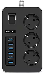 Мережевий фільтр (подовжувач) Earldom ES-SC07 2м 3 розетки + 6xUSB-A 3.1A з вимикачем чорний - фото Мережевий фільтр (подовжувач) Earldom ES-SC07 2м 3 розетки + 6xUSB-A 3.1A з вимикачем чорний