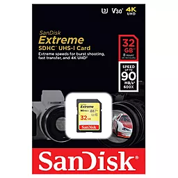 Карта памяти SanDisk SDHC 32GB Extreme Class 10 UHS-I U3 V30 (SDSDXVE-032G-GNCIN) - миниатюра 3