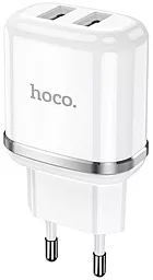 Сетевое зарядное устройство Hoco N4 2.4a 2xUSB-A ports home charger white