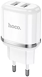 Сетевое зарядное устройство Hoco N4 2.4a 2xUSB-A ports home charger white - фото Сетевое зарядное устройство Hoco N4 2.4a 2xUSB-A ports home charger white