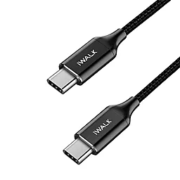 USB PD Кабель iWalk 1.8M+0.3M USB Type-C - Type-C Cable Black (CSB009)