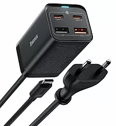 Мережевий зарядний пристрій Baseus GaN3 Pro Fast Charge 100W 2xUSB-A/2xUSB-C + USB C-C Cable Black (CCGP000101)