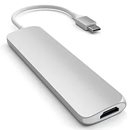 Мультипортовый USB Type-C хаб Satechi USB-C -> USB 3.0х2/HDMI/USB-C Silver (ST-CMAS) - миниатюра 2