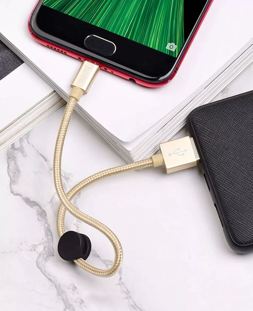 Кабель Hoco X35 Premium USB-A - micro USB 12w 2.4a 0.25м cable Gold - фото 4