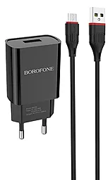Сетевое зарядное устройство Borofone BA20A Sharp 2.1a home charger + micro USB cable black