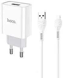 Сетевое зарядное устройство Hoco C81A 2.1a home charger + Lightning cable white