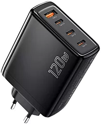 Сетевое зарядное устройство Essager 120w GaN PD/QC4.0 3xUSB-C/USB-A ports fast charger black (ECT3CA-JZB01-Z)