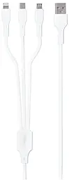 Универсальный USB кабель Gelius Voltix 3-in-1 USB-A to Type-C/Lightning/micro USB 2.4a cable White (GP-UCN015) - фото Универсальный USB кабель Gelius Voltix 3-in-1 USB-A to Type-C/Lightning/micro USB 2.4a cable White (GP-UCN015)