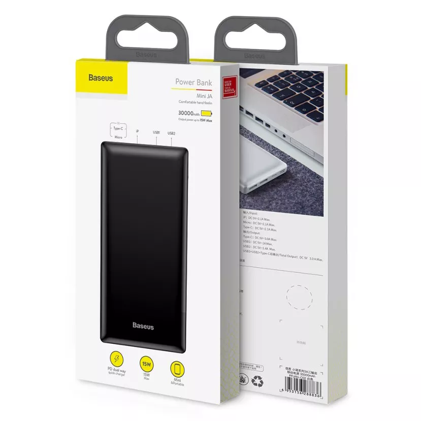 Повербанк Baseus Mini JA 3A 30000mAh 15W Black (PPJAN-C01) - фото 4