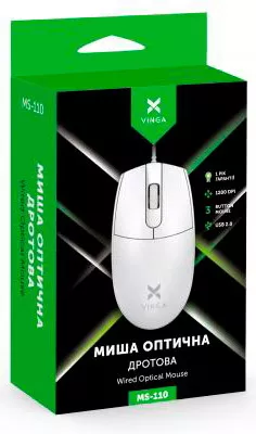 Комп'ютерна мишка Vinga MS-110 White - фото 2