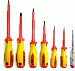 Набор диэлектрических отвёрток S&R PH-SL-TEST-PROFI 1000 В 7 шт. (250681307) - фото Набор диэлектрических отвёрток S&R PH-SL-TEST-PROFI 1000 В 7 шт. (250681307)