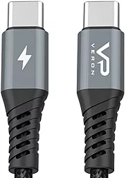 Кабель USB PD Veron Nylon C09 20W 3A USB Type-C - Type-C Cable Black