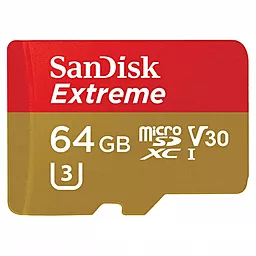 Карта пам'яті SanDisk microSDXC 64GB Extreme Class 10 UHS-I U3 V30 + SD-адаптер (SDSQXVF-064G-GN6AA) - мініатюра 3