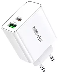Сетевое зарядное устройство Remax RP-U125 65w PD/QC USB-C/USB-A ports charger white (RP-U125) - фото Сетевое зарядное устройство Remax RP-U125 65w PD/QC USB-C/USB-A ports charger white (RP-U125)