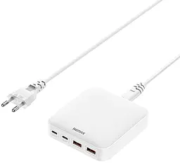 Сетевое зарядное устройство Remax RP-U183 Dongfeng 65w GaN PD 2xUSB-C/2xUSB-A ports cahrger white - фото Сетевое зарядное устройство Remax RP-U183 Dongfeng 65w GaN PD 2xUSB-C/2xUSB-A ports cahrger white