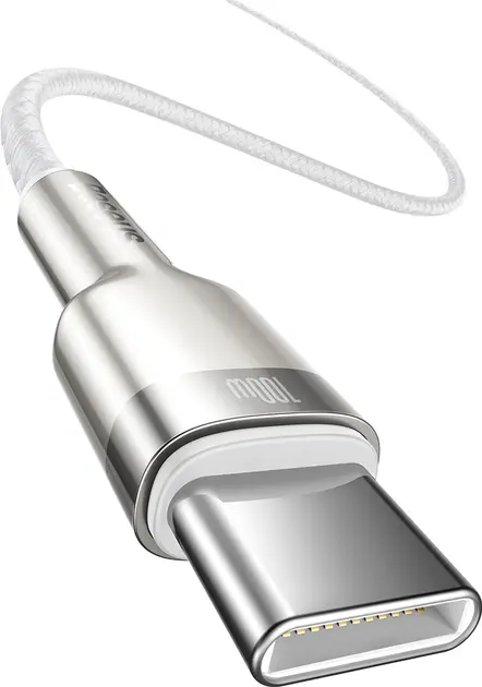 Кабель Baseus Cafule USB Type-C - Type-C 100w 5a 1м PD cable White (CATJK-C02) - фото 3