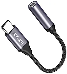 Аудио-переходник Jokade JC001 M-F USB Type-C -> AUX 3.5 mm black - фото Аудио-переходник Jokade JC001 M-F USB Type-C -> AUX 3.5 mm black