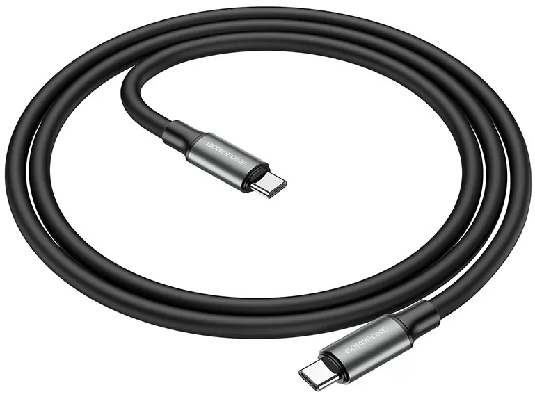 Кабель Borofone BX82 Bountiful USB Type-C - Type-C 60w 3a 1м PD cable Black - фото 2