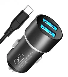 Автомобильное зарядное устройство SkyDolphin SZ02T 2.4a 2xUSB-A ports car charger + USB-C cable black (AZP-000072) - фото Автомобильное зарядное устройство SkyDolphin SZ02T 2.4a 2xUSB-A ports car charger + USB-C cable black (AZP-000072)