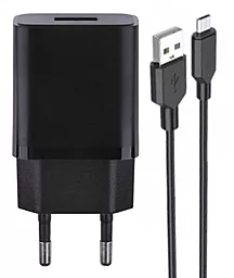 Мережевий зарядний пристрій Borofone BA52A 2.1A + Micro USB Cable Black