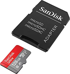 Карта пам'яті SanDisk microSDXC 128GB Ultra Class 10 UHS-I U1 A1 + SD-адаптер (SDSQUAR-128G-GN6MA) - мініатюра 2