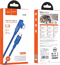 Кабель Hoco U108 100w USB Type-C - Type-C 100w 5a 2м PD cable Blue - мініатюра 6 Кабель Hoco U108 100w USB Type-C - Type-C 100w 5a 2м PD cable Blue - мініатюра 6
