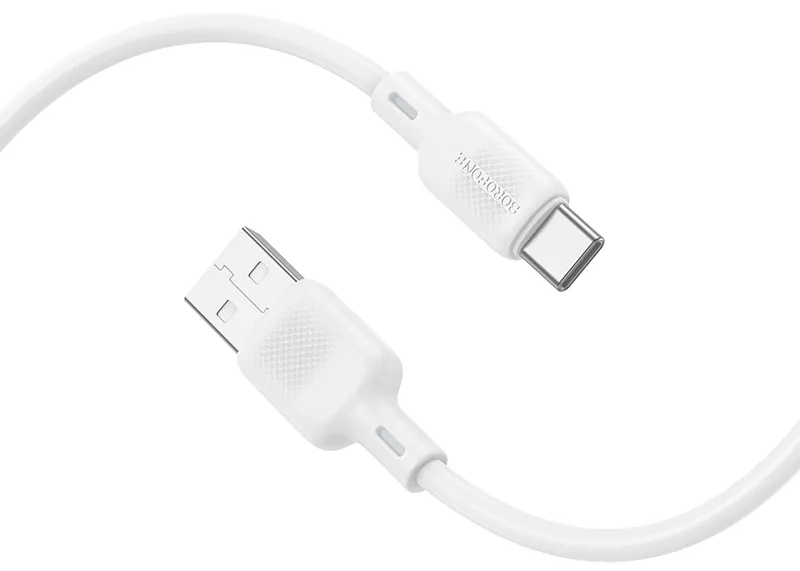 Кабель Borofone BX113 Silicone USB-A - Type-C 15w 3a 1м cable White - фото 3