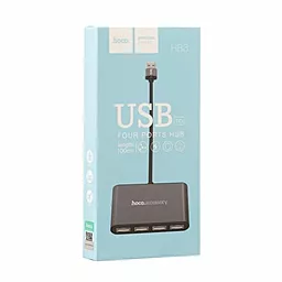 USB хаб Hoco HB3 на 4 порта Black - миниатюра 3