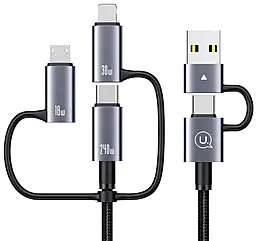 Універсальний кабель Usams 6-in-1 USB-A/Type-C to Type-C/Lightning/micro USB 240w 5a 2м PD cable Gray (US-SJ738)