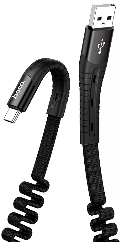 Кабель Hoco U78 Cotton Treasure Elastic USB-A - Type-C 12w 2.4a 1.2м cable Black - фото 2