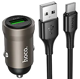Автомобільний зарядний пристрій Hoco Z62 Energy 18w QC3.0 USB-A ports car charger + USB-C cable gold - фото Автомобільний зарядний пристрій Hoco Z62 Energy 18w QC3.0 USB-A ports car charger + USB-C cable gold