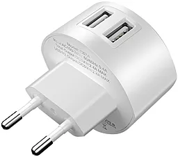 Сетевое зарядное устройство Hoco C67A Shell 2.4a 2xUSB-A ports home charger white - миниатюра 2 Сетевое зарядное устройство Hoco C67A Shell 2.4a 2xUSB-A ports home charger white - миниатюра 2