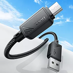 Кабель Hoco X113 USB-A - micro USB 12w 2.4a 1м cable Black - мініатюра 3