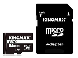 Карта памяти Kingmax microSDXC 64GB Pro Class 10 UHS-1 U1 + SD-адаптер (KM64GMCSDUHSP1A)