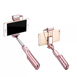 Монопод Noosy BR13 LED flashlight Bluetooth selfie stick Rose Gold - миниатюра 4