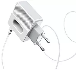 Мережевий зарядний пристрій Hoco C75 2.4a 2xUSB-A ports charger + micro USB cable white - мініатюра 3 Мережевий зарядний пристрій Hoco C75 2.4a 2xUSB-A ports charger + micro USB cable white - мініатюра 3