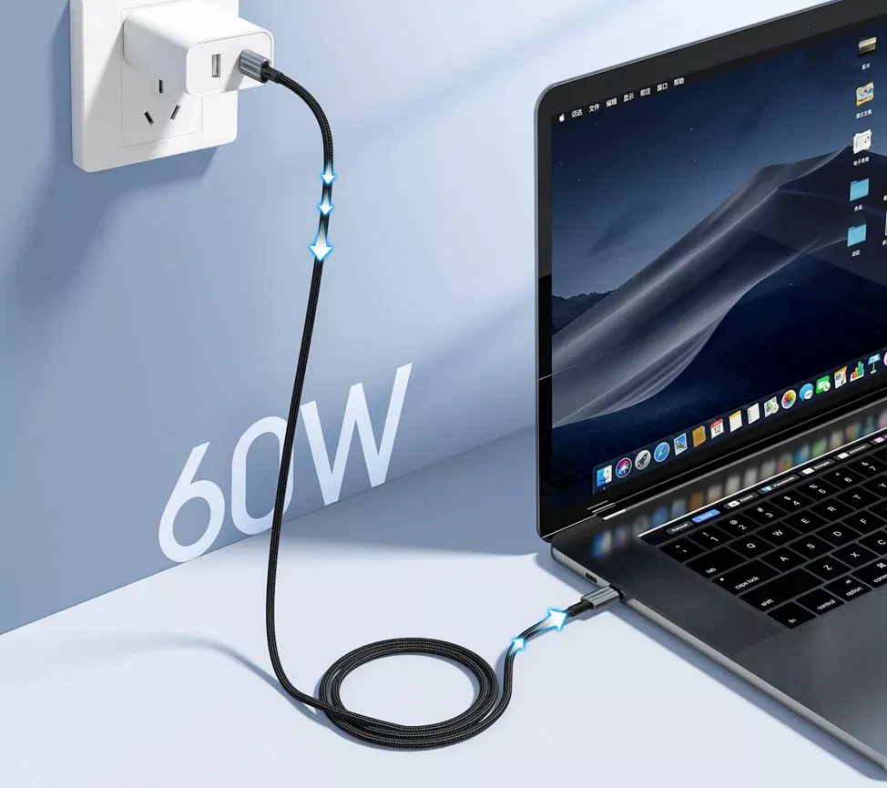 Кабель Choetech USB Type-C - Type-C 60w 3a 2м PD cable Black (XCC-1015) - фото 4