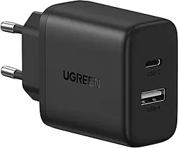 Мережевий зарядний пристрій Ugreen X227 20w PD/QC USB-C/USB-A ports fast charger black - фото Мережевий зарядний пристрій Ugreen X227 20w PD/QC USB-C/USB-A ports fast charger black