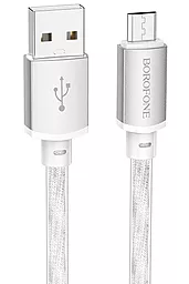 Кабель Borofone BX95 USB-A - micro USB 12w 2.4a 1м cable Silver - фото Кабель Borofone BX95 USB-A - micro USB 12w 2.4a 1м cable Silver