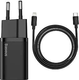 Сетевое зарядное устройство Baseus Super Si 1C 20w PD USB-C ports USB-C/Lightning cable home charger black (TZCCSUP-B01)
