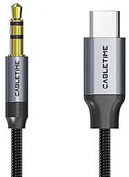 Аудио кабель Cabletime AUX mini Jack 3.5 - USB Type-C M/M сable 1 м black (CF16H) - фото Аудио кабель Cabletime AUX mini Jack 3.5 - USB Type-C M/M сable 1 м black (CF16H)