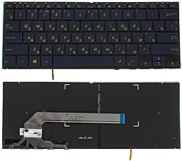 Клавіатура для ноутбуку Asus UX370 series без рамки з підсвіткою клавіш Blue