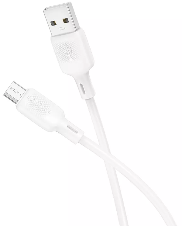 Кабель Borofone BX113 Silicone USB-A - micro USB 12w 2.4a 1м cable White - фото 2