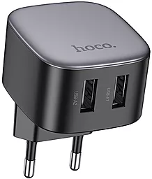 Сетевое зарядное устройство Hoco CS31A 2.1a 2xUSB-A ports fast charger black - фото Сетевое зарядное устройство Hoco CS31A 2.1a 2xUSB-A ports fast charger black